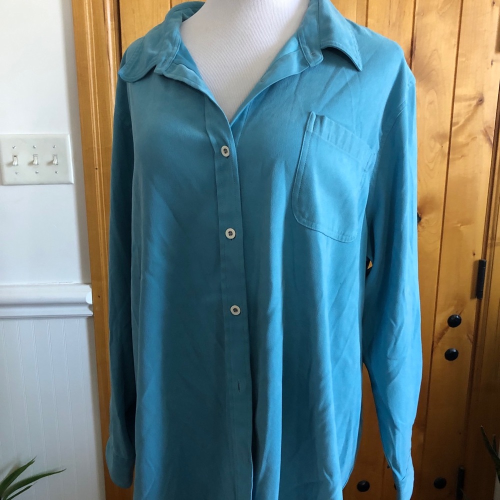 Main Street Blues Plus Size Suede Button Down 2X